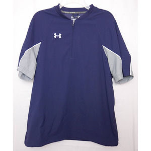 Under Armour 1/4 Zip Loose Fit Navy Blue/Gray Jersey - Small